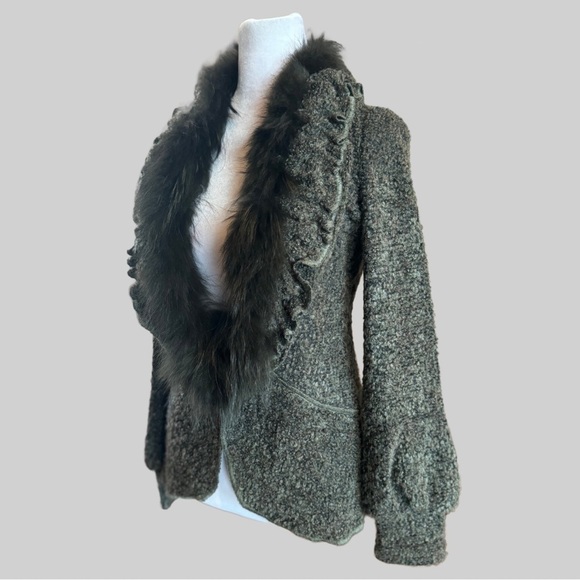 Dolce Cabo Sweaters - Penny Lane Balloon sleeve Super Soft Cardigan Mid weight Knit Sweater Faux Fur S